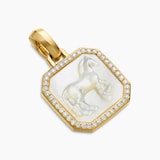 David Yurman Petrvs® Horse Amulet In 18ct Yellow Gold With Mother Of Pearl and Diamonds, 16.4mm