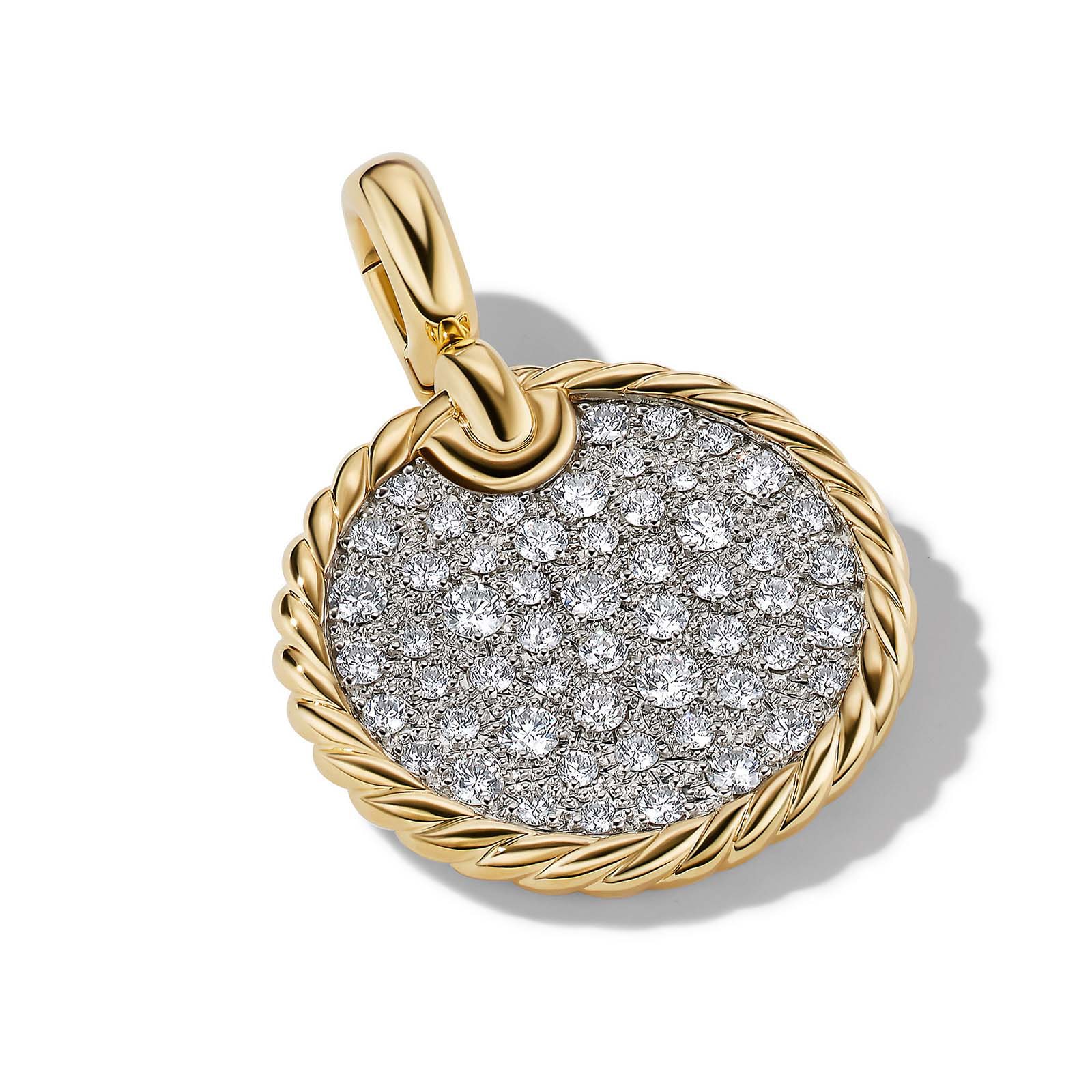 DY Elements® Disc Pendant In 18ct Yellow Gold With Diamonds, 21.2mm