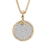 David Yurman DY Elements® Disc Pendant In 18ct Yellow Gold With Diamonds, 21.2mm