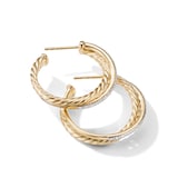 David Yurman Crossover Hoop Earrings In 18ct Yellow Gold With Diamonds, 26.5mm