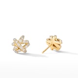 David Yurman Pavé Crossover Stud Earrings In 18ct Yellow Gold With Diamonds, 9mm