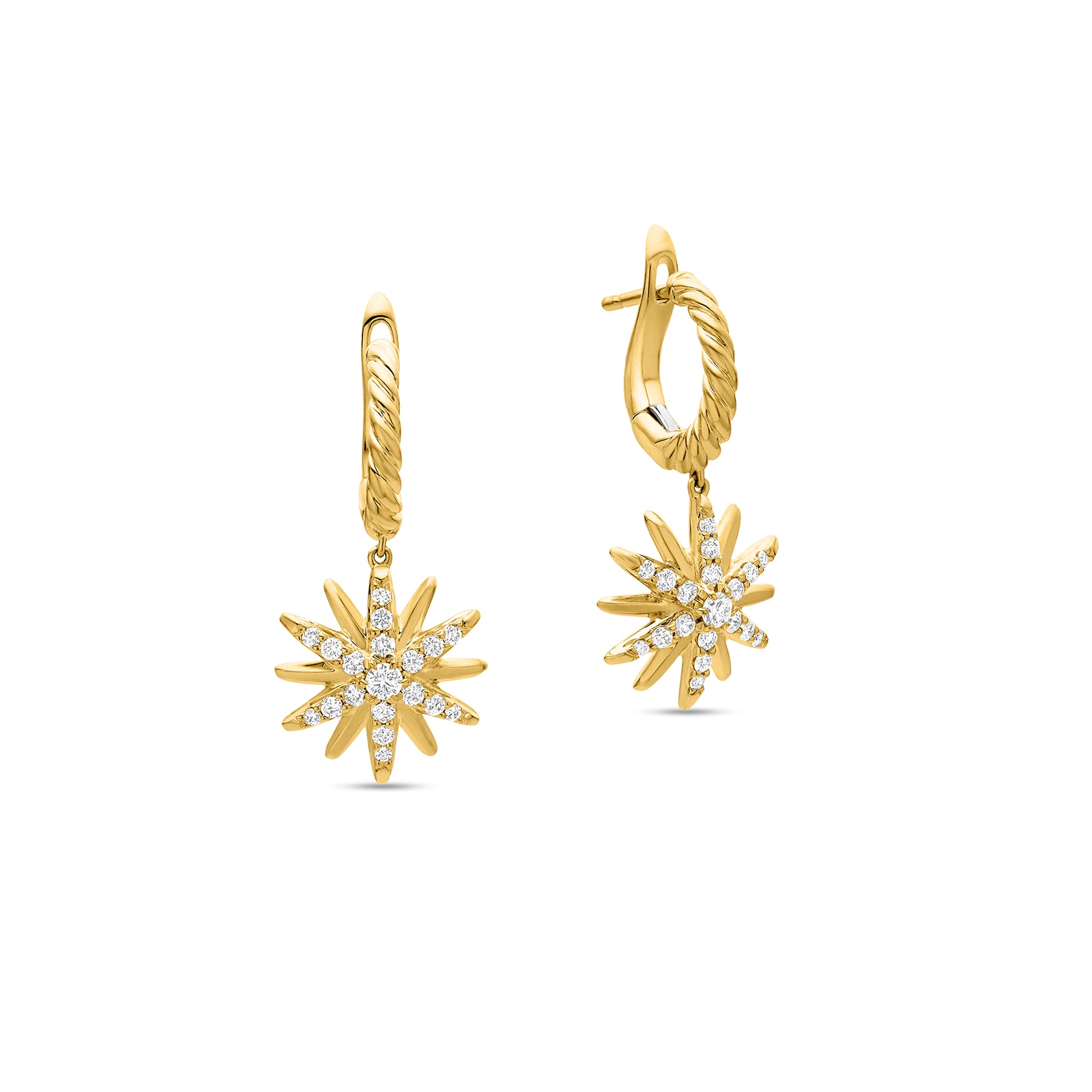 David Yurman Starburst Drop Earrings In 18ct Yellow Gold With Diamonds, 25mm