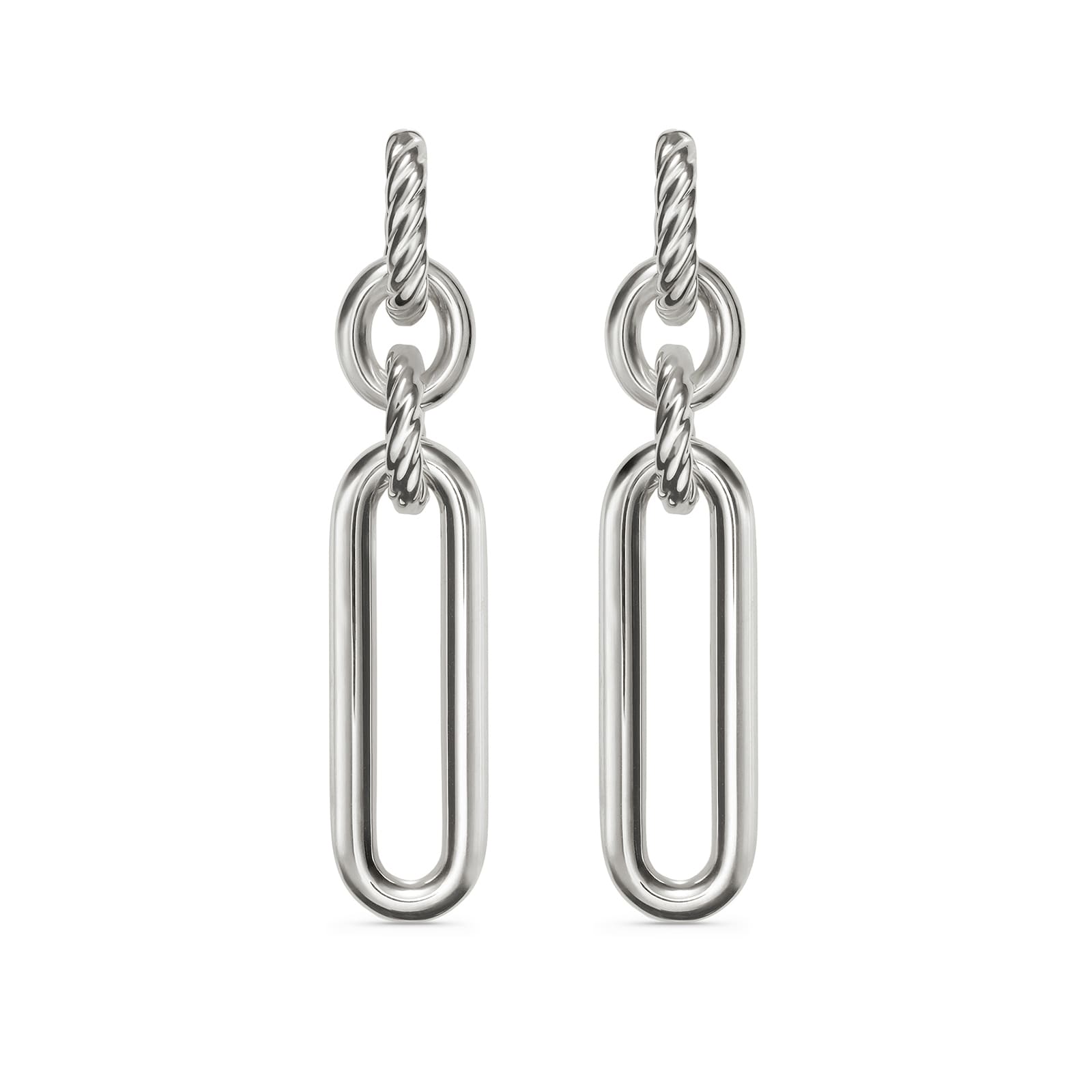 Lexington Double Link Drop Earrings In Sterling Silver, 53.5mm