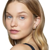 David Yurman DY Mercer™ Huggie Hoop Earrings In Sterling Silver with 18ct Yellow Gold and Diamonds, 14mm