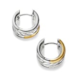 David Yurman DY Mercer™ Huggie Hoop Earrings In Sterling Silver with 18ct Yellow Gold and Diamonds, 14mm