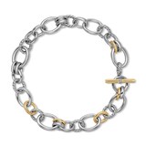 David Yurman DY Mercer™ Chain Necklace In Sterling Silver with 18ct Yellow Gold and Diamonds, 25mm