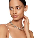 David Yurman DY Mercer™ Chain Necklace In Sterling Silver with 18ct Yellow Gold and Diamonds, 25mm