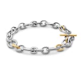 David Yurman DY Mercer™ Chain Necklace In Sterling Silver with 18ct Yellow Gold and Diamonds, 25mm