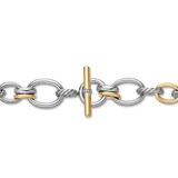 David Yurman DY Mercer™ Chain Necklace In Sterling Silver with 18ct Yellow Gold and Diamonds, 25mm