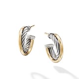 David Yurman Crossover Hoop Earrings In Sterling Silver With 18ct Yellow Gold, 17mm