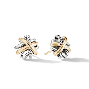 David Yurman Crossover Stud Earrings In Sterling Silver With 18ct Yellow Gold, 11mm