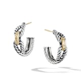 David Yurman Cable Loop Hoop Earrings In Sterling Silver With 18ct Yellow Gold, 22mm