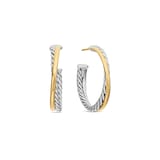 David Yurman Crossover Hoop Earrings In Sterling Silver With 18ct Yellow Gold, 26.5mm
