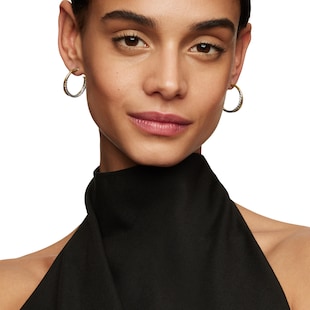 David Yurman Crossover Hoop Earrings In Sterling Silver With 18ct Yellow Gold, 26.5mm