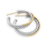 David Yurman Crossover Hoop Earrings In Sterling Silver With 18ct Yellow Gold, 26.5mm