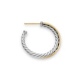 David Yurman Crossover Hoop Earrings In Sterling Silver With 18ct Yellow Gold, 26.5mm