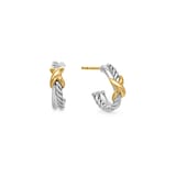 David Yurman Petite X Hoop Earrings In Sterling Silver With 18ct Yellow Gold, 12.6mm