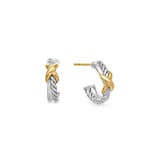 David Yurman Petite X Hoop Earrings In Sterling Silver With 18ct Yellow Gold, 12.6mm