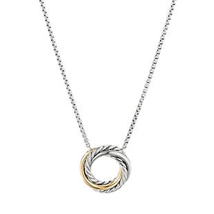 David Yurman Crossover Pendant Necklace In Sterling Silver With 18ct Yellow Gold, 14.5mm
