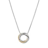 David Yurman Crossover Pendant Necklace In Sterling Silver With 18ct Yellow Gold, 14.5mm