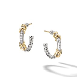 37900528 - Petite Helena Wrap Hoop Earrings In Sterling Silver with 18ct Yellow Gold and Diamonds, 3/4in