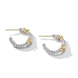 David Yurman Petite Helena Wrap Hoop Earrings In Sterling Silver with 18ct Yellow Gold and Diamonds, 3/4in
