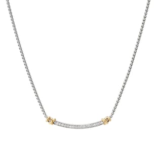David Yurman Petite Helena Wrap Station Necklace In Sterling Silver with 18ct Yellow Gold and Diamonds, 29mm