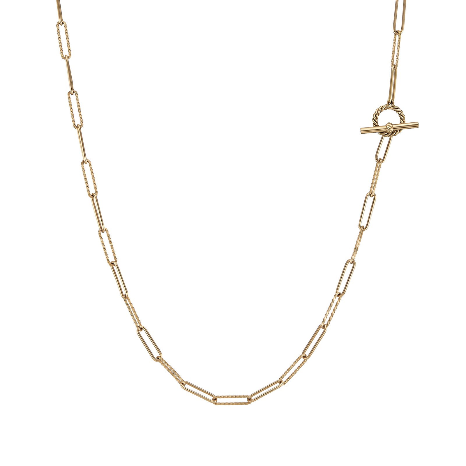 David Yurman DY Madison® Elongated Chain Necklace In 18ct Yellow Gold, 3.5mm