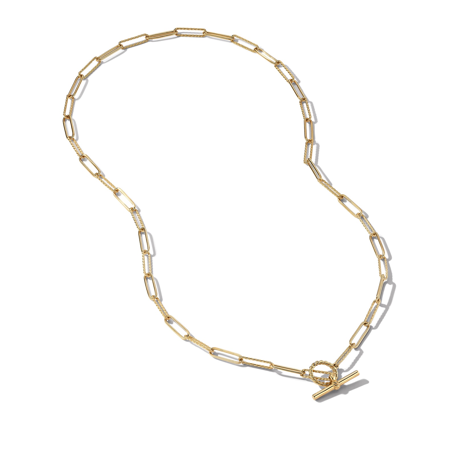 David Yurman DY Madison® Elongated Chain Necklace In 18ct Yellow Gold, 3.5mm