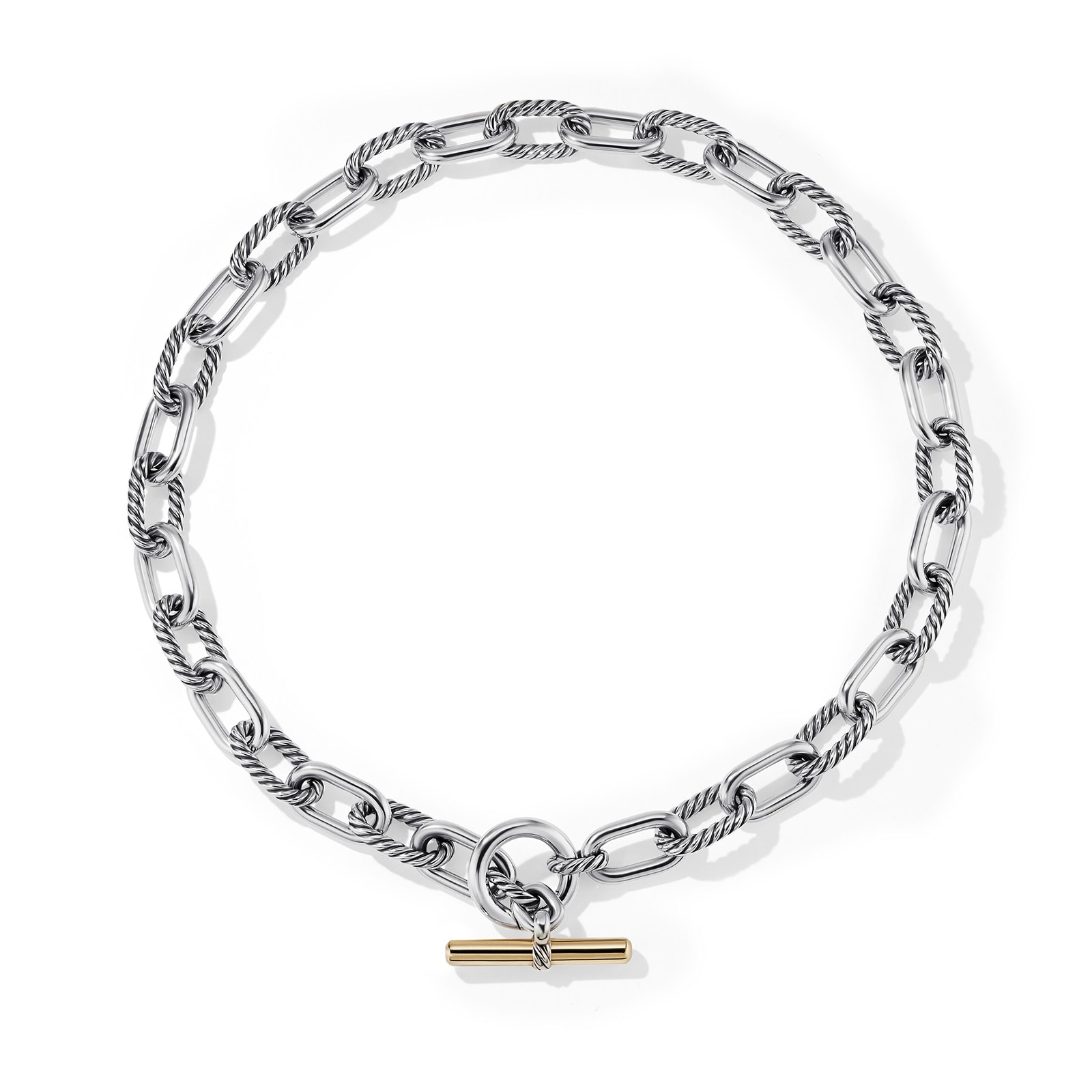 David Yurman DY Madison® Toggle Chain Necklace In Sterling Silver With 18ct Yellow Gold, 11mm