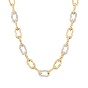David Yurman DY Madison® Chain Necklace In 18ct Yellow Gold With Diamonds, 11mm