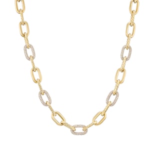 David Yurman DY Madison® Chain Necklace In 18ct Yellow Gold With Diamonds, 8.5mm