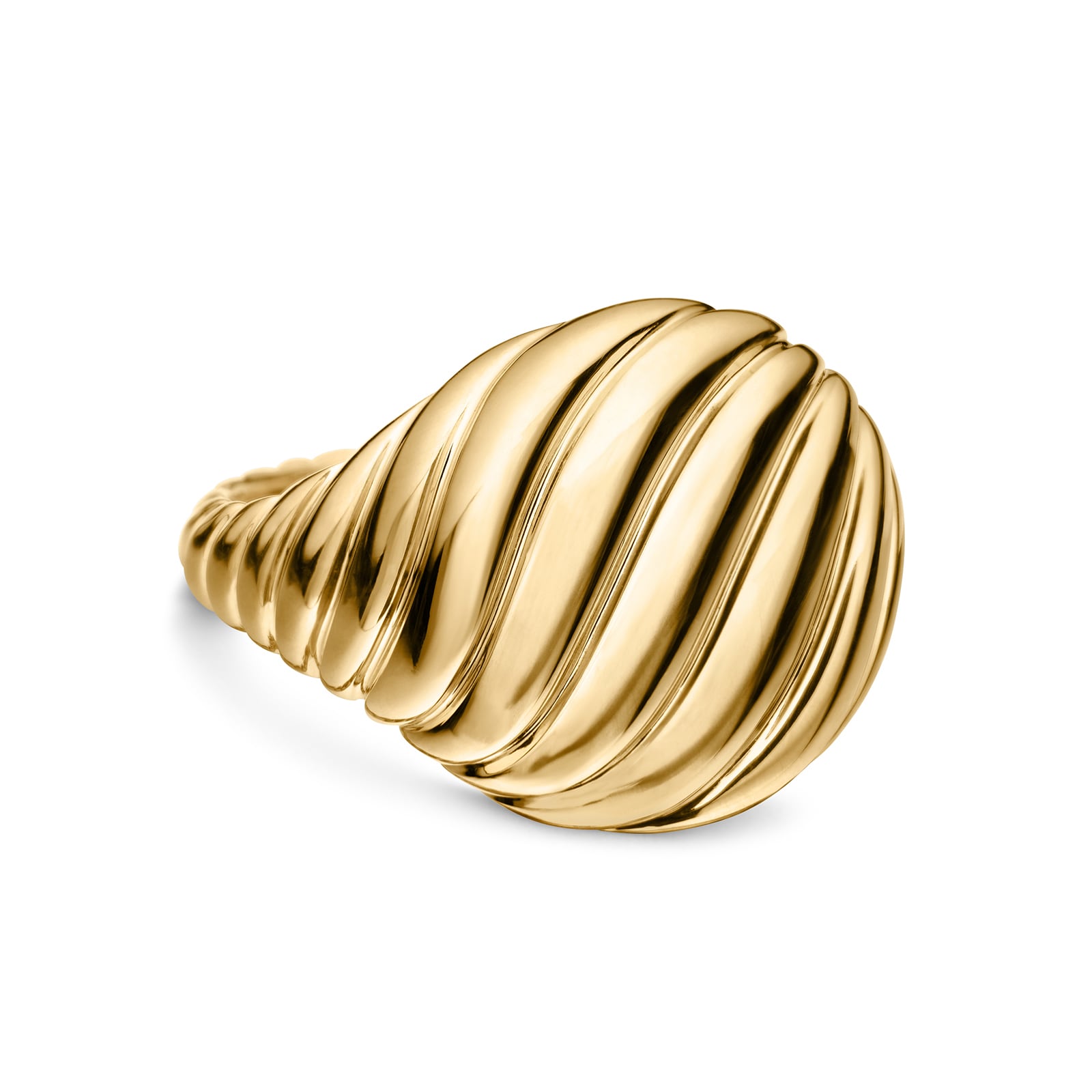 David Yurman Sculpted Cable Pinky Ring In 18ct Yellow Gold, 13mm