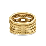 David Yurman Stax Five Row Ring In 18ct Yellow Gold With Diamonds, 15mm
