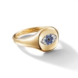 David Yurman Cable Collectibles® Evil Eye Pinky Ring In 18ct Yellow Gold with Pavé Sapphires and Diamonds, 9.7mm