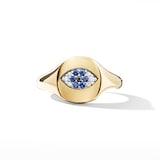 David Yurman Cable Collectibles® Evil Eye Pinky Ring In 18ct Yellow Gold with Pavé Sapphires and Diamonds, 9.7mm