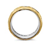 David Yurman Waves Band Ring In Sterling Silver with 18ct Yellow Gold and Black Diamonds, 8.7mm