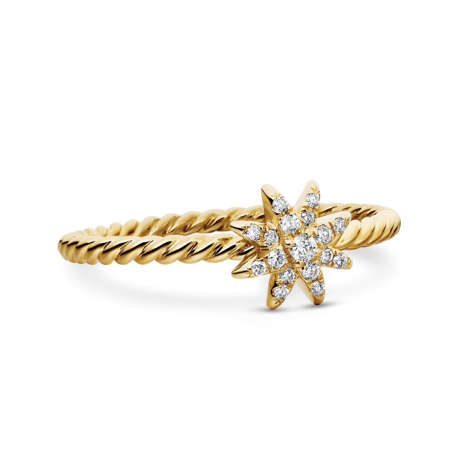 David Yurman Petite Starburst Station Ring In 18ct Yellow Gold With Diamonds, 7.5mm