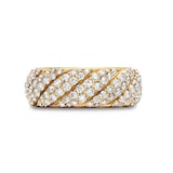David Yurman Sculpted Cable Band Ring In 18ct Yellow Gold With Diamonds, 7.5mm