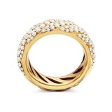 David Yurman Sculpted Cable Band Ring In 18ct Yellow Gold With Diamonds, 7.5mm