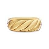 David Yurman Sculpted Cable Band Ring In 18ct Yellow Gold With Diamonds, 7.5mm