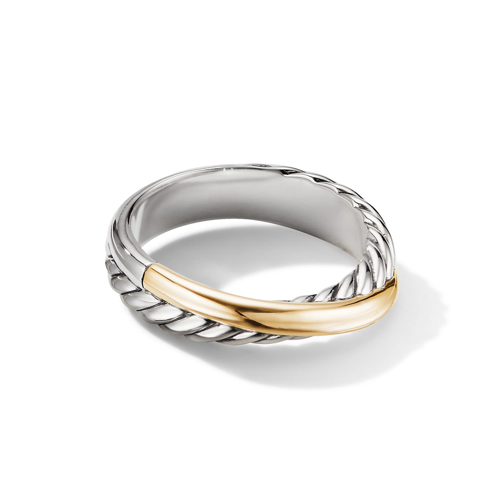 David Yurman Crossover Band Ring In Sterling Silver With 18ct Yellow Gold, 5.3mm