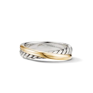David Yurman Crossover Band Ring In Sterling Silver With 18ct Yellow Gold, 5.3mm