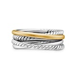 David Yurman Crossover Band Ring In Sterling Silver With 18ct Yellow Gold, 6.8mm