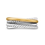 David Yurman Crossover Band Ring In Sterling Silver With 18ct Yellow Gold, 6.8mm