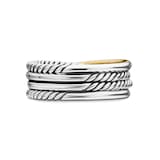 David Yurman Crossover Band Ring In Sterling Silver With 18ct Yellow Gold, 6.8mm