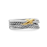David Yurman X Crossover Band Ring In Sterling Silver With 18ct Yellow Gold - Ring Size J