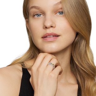 David Yurman X Crossover Band Ring In Sterling Silver With 18ct Yellow Gold, 6mm