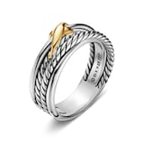 David Yurman X Crossover Band Ring In Sterling Silver With 18ct Yellow Gold - Ring Size J