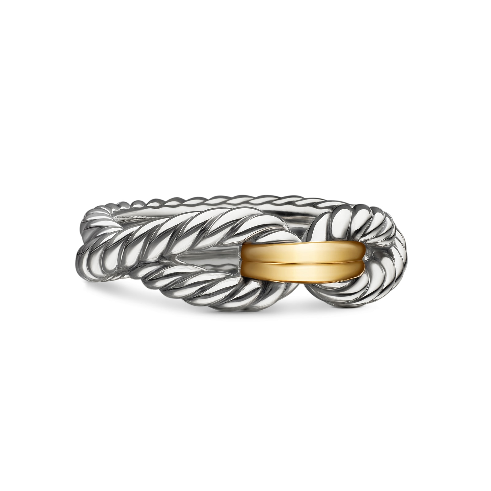 David Yurman Cable Loop Band Ring In Sterling Silver With 18ct Yellow Gold, 7mm